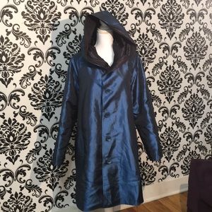 Royal Blue Navy Oversized Hood Reversible Coat